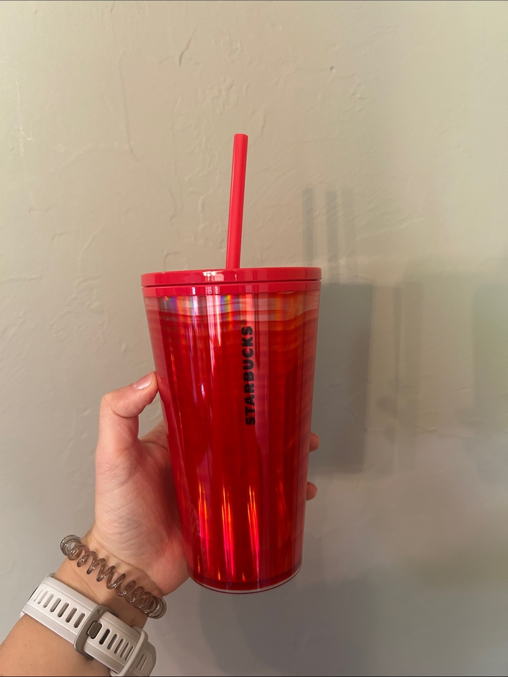 Starbucks Red Iridescent Cold Cup with Straw